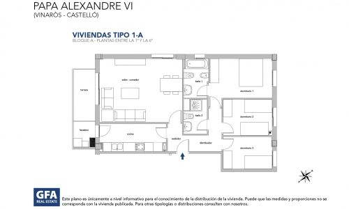 Plano vivienda obra nueva vinaroz tipo 1-A